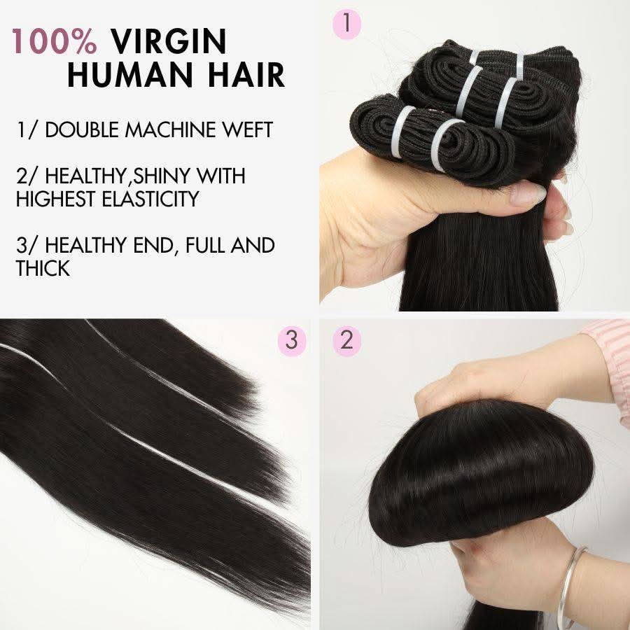 VOGUESTRANDS 13x4 Skinlike Real HD Lace Frontal with 3 Bundles Straight - VOGUESTRANDS