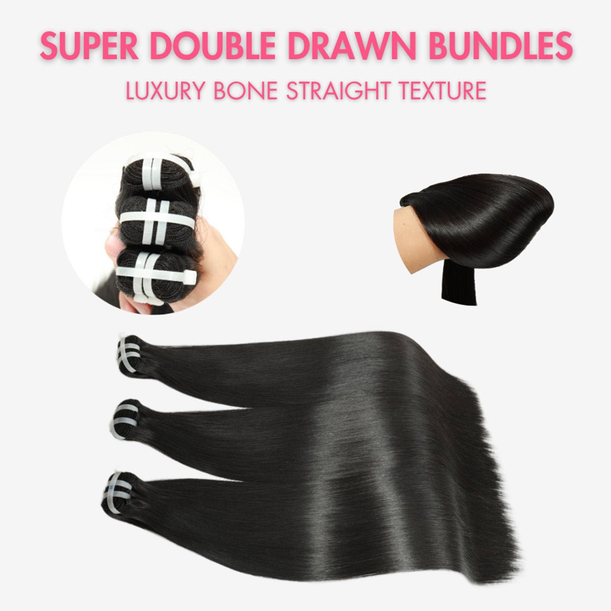VOGUESTRANDS 16A Super Double Drawn Vietnamese Bone Straight 100% Human Hair Weaves - VOGUESTRANDS