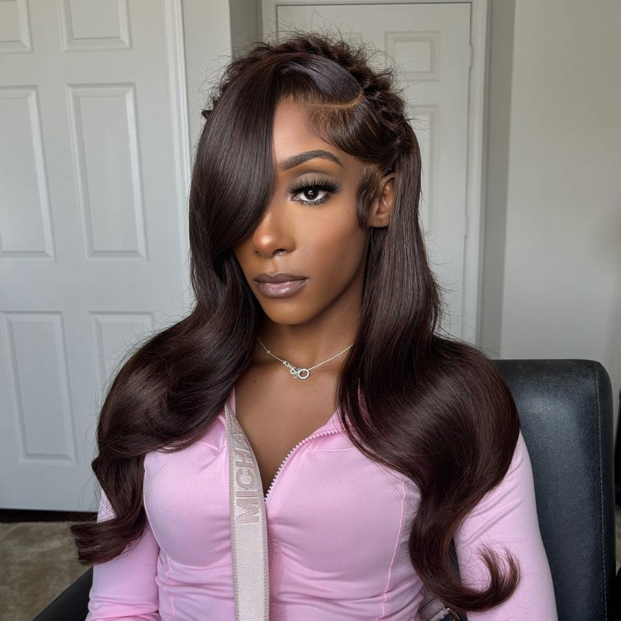 VOGUESTRANDS 2 Cacao Brown 7X6 Drawstring Glueless Wigs HD Lace Wigs - VOGUESTRANDS