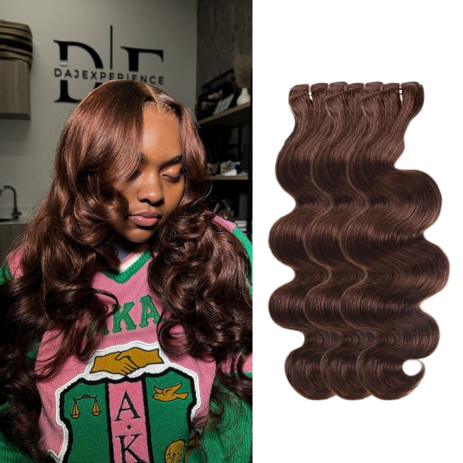 VOGUESTRANDS 4 Brown Color Hair Bundles Deal 3pcs Body Wave 100% Human Hair Weaves - VOGUESTRANDS