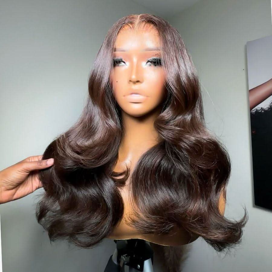 VOGUESTRANDS 4 Dark Brown 7X6 Drawstring Glueless Wigs HD Lace Wigs - VOGUESTRANDS