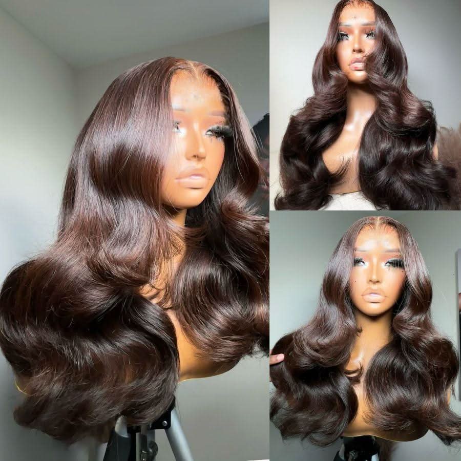 VOGUESTRANDS 4 Dark Brown 7X6 Drawstring Glueless Wigs HD Lace Wigs - VOGUESTRANDS