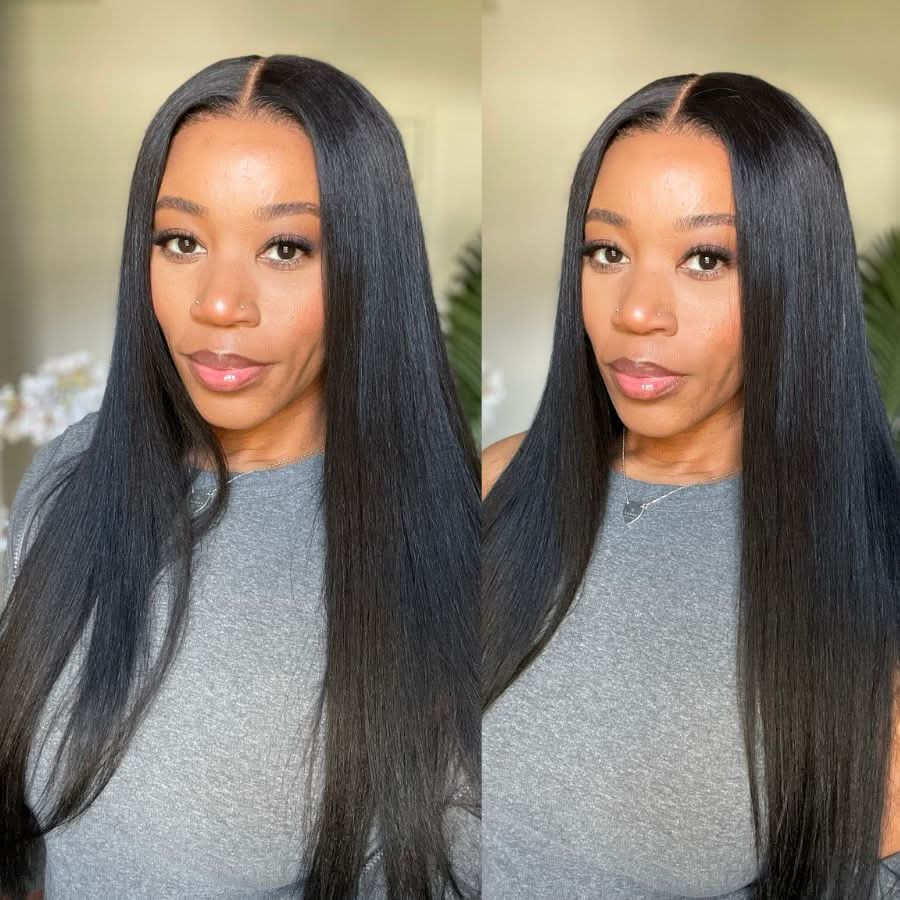 VOGUESTRANDS 7X6 Drawstring Glueless Wigs Yaki Straight Wear Go HD Lace Wigs - VOGUESTRANDS