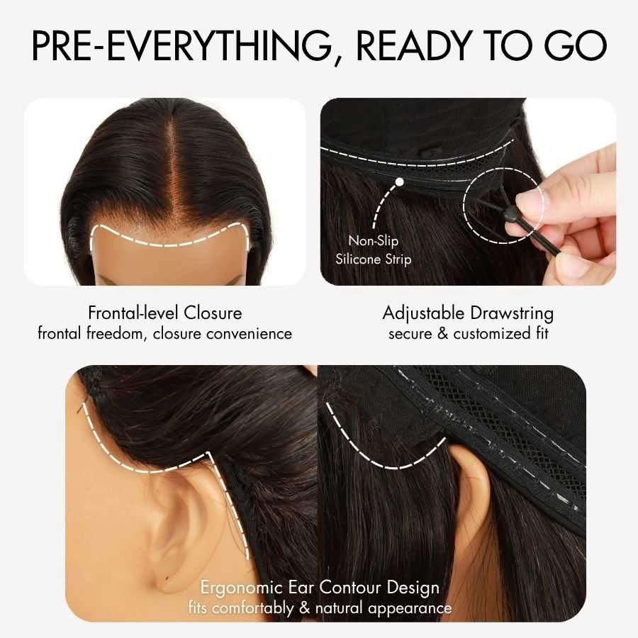 VOGUESTRANDS 7X6 FreshFit Drawstring Glueless Wigs Straight Wear Go HD Lace Wigs - VOGUESTRANDS