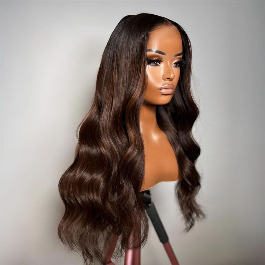 VOGUESTRANDS Brown Highlight 7X6 Drawstring Glueless Wigs HD Lace Wigs - VOGUESTRANDS