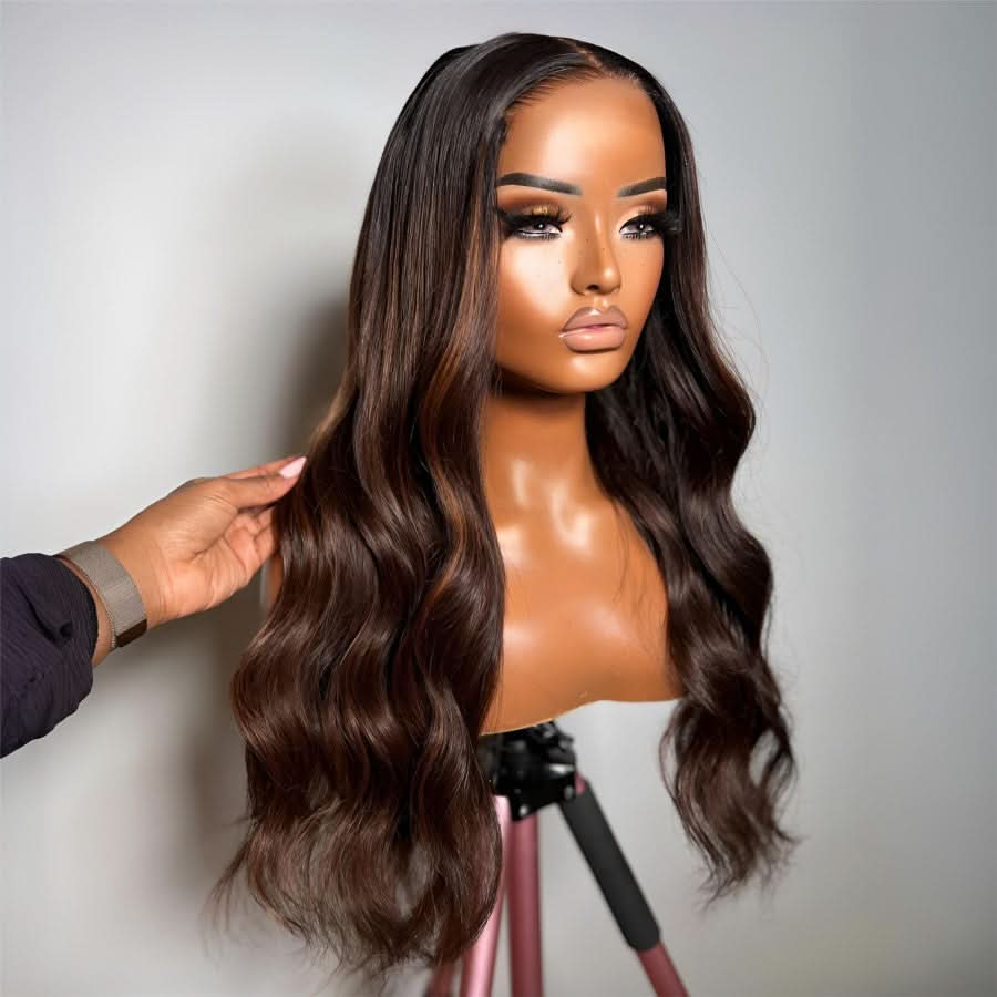 VOGUESTRANDS Brown Highlight 7X6 Drawstring Glueless Wigs HD Lace Wigs - VOGUESTRANDS