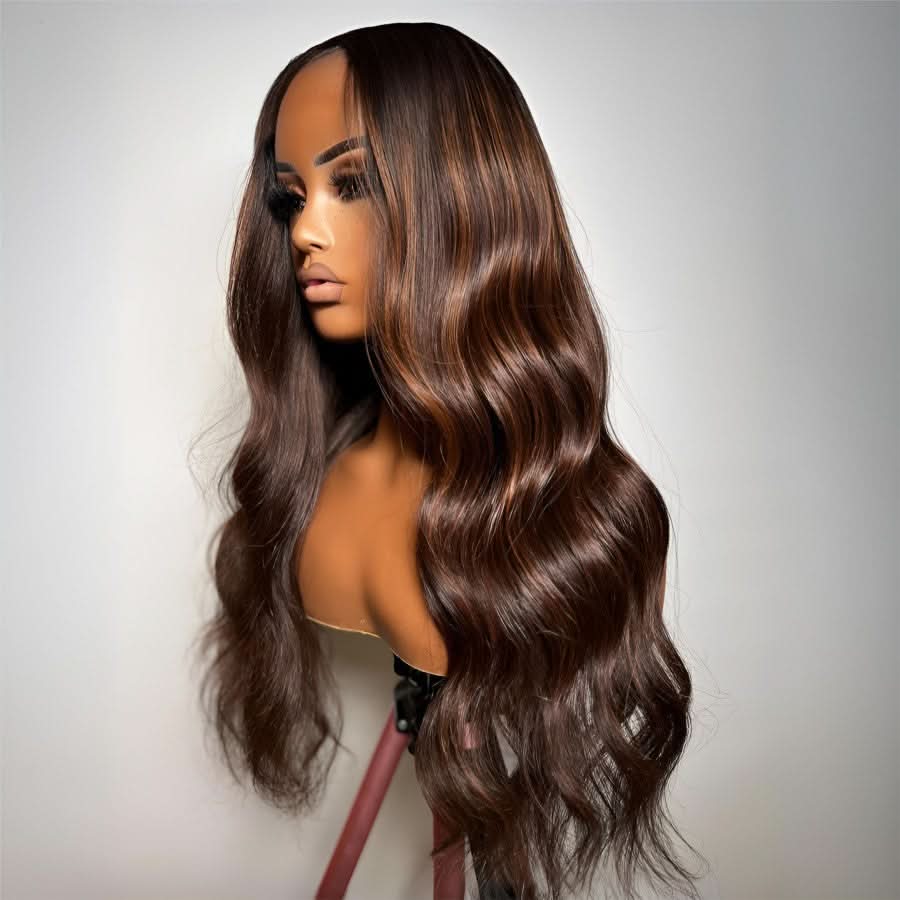 VOGUESTRANDS Brown Highlight 7X6 Drawstring Glueless Wigs HD Lace Wigs - VOGUESTRANDS