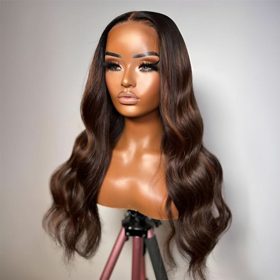 VOGUESTRANDS Brown Highlight 7X6 Drawstring Glueless Wigs HD Lace Wigs - VOGUESTRANDS