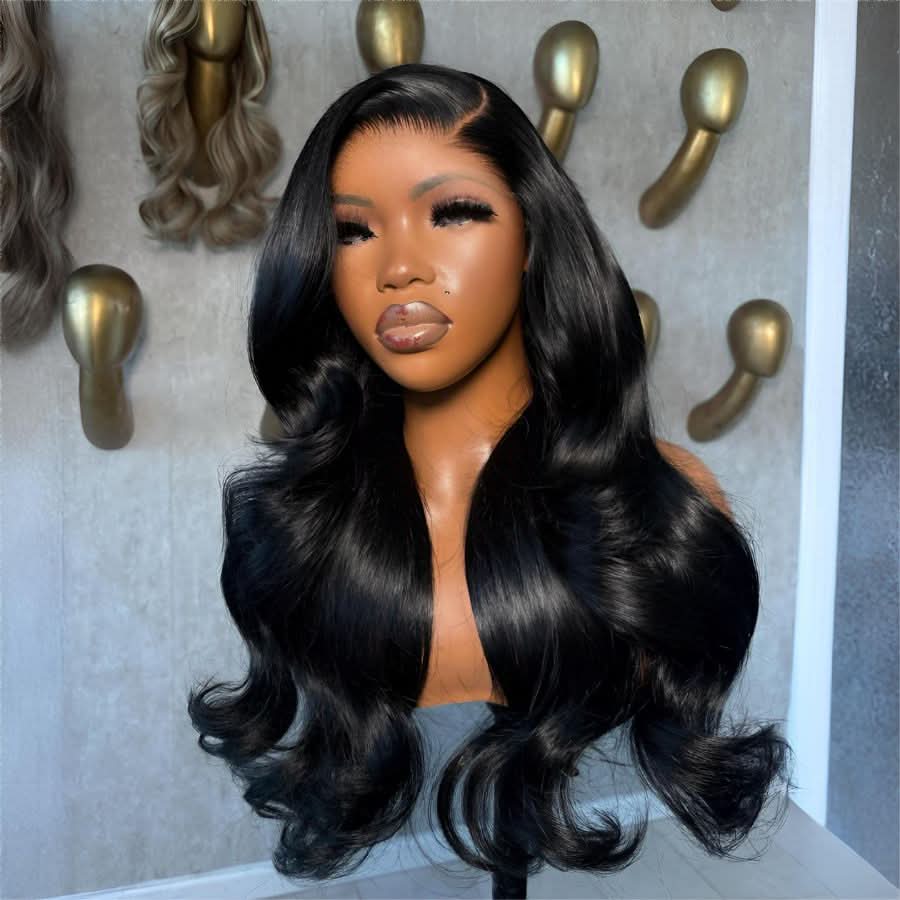 VOGUESTRANDS Jet Black 7X6 Drawstring Glueless Wigs Wear Go HD Lace Wigs - VOGUESTRANDS