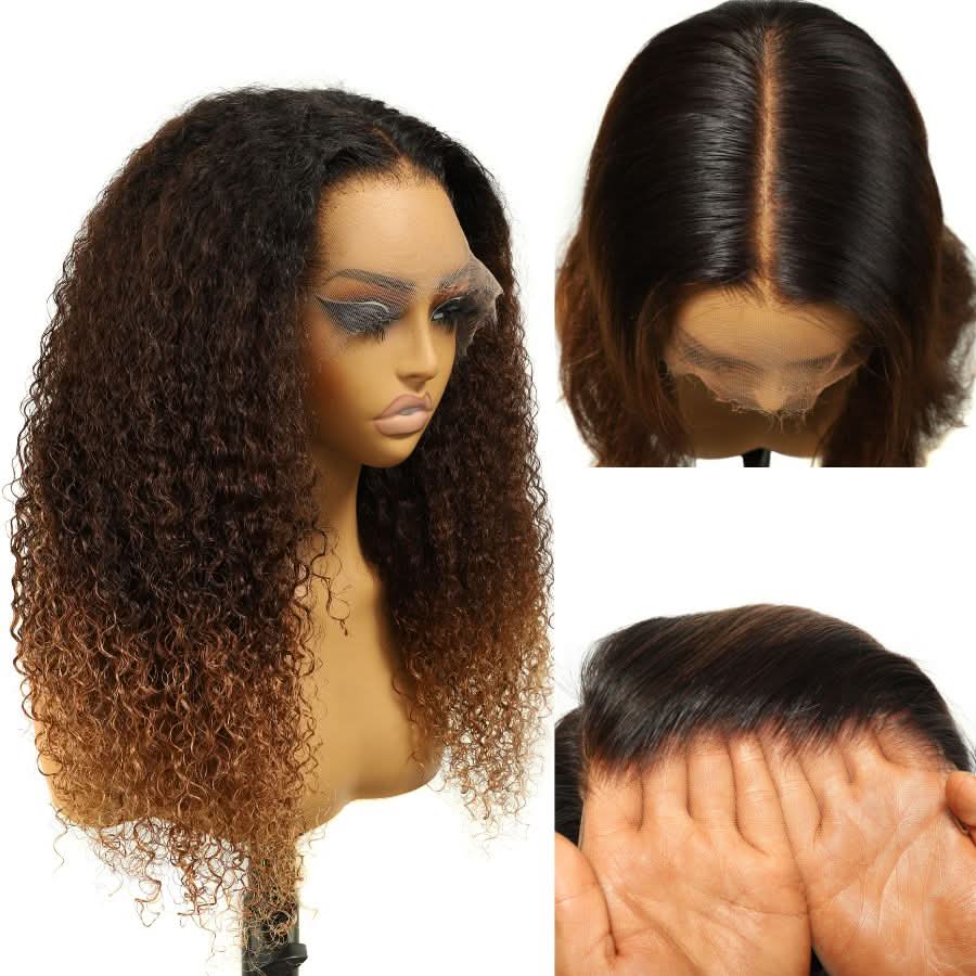 VOGUESTRANDS Ombre Blonde 360 Invisible Strap HD Lace Wig Curly Pre Plucked Clean Hairline - VOGUESTRANDS