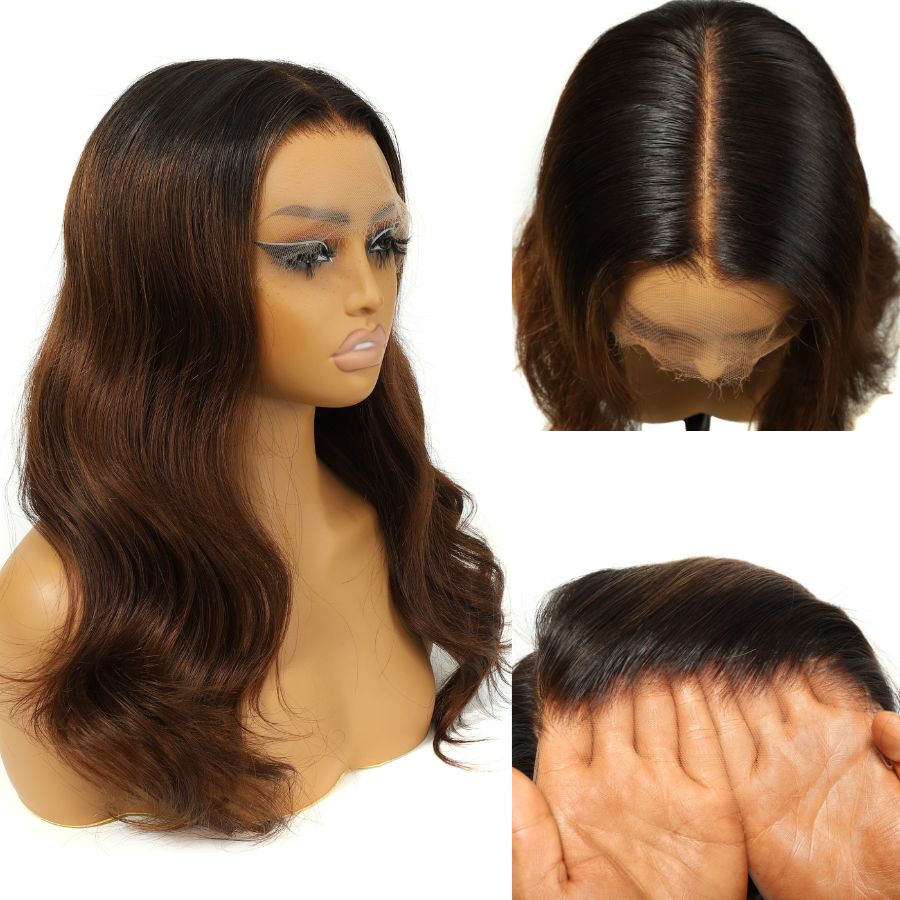 VOGUESTRANDS Ombre Brown 360 Invisible Strap HD Lace Wig Body Wave Clean Hairline - VOGUESTRANDS