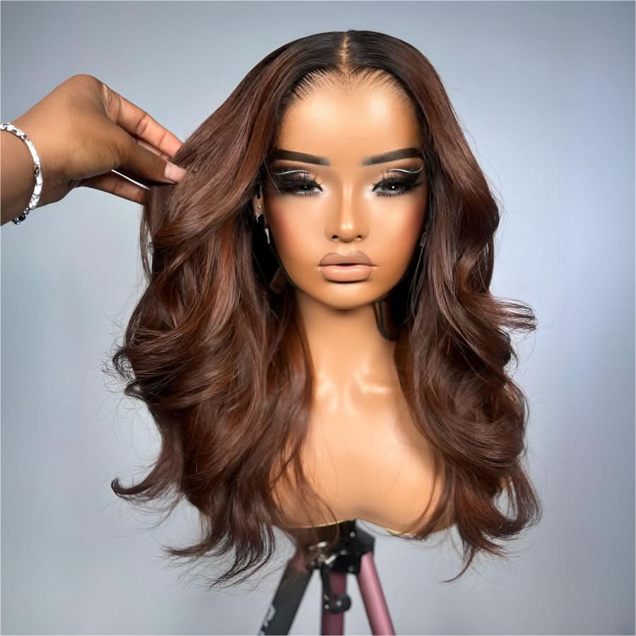 VOGUESTRANDS Ombre Brown 7X6 Drawstring Glueless Wigs HD Lace Wigs - VOGUESTRANDS